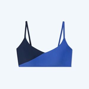Summersalt Blue and Black Bikini Top with Asymmetrical Colorblock Design